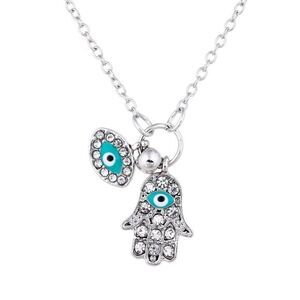 Boho Hamsa Necklace Silver